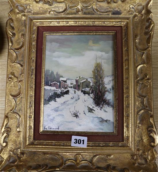 Italian School, pair of oils on canvas, landscapes in summer and winter 20 x 15cm